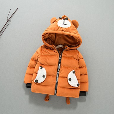 baratos Casacos para Bebês-bebê Para Meninas Moda de Rua Estampado Capa &amp; Casaco Duvet Amarelo