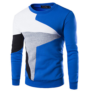 baratos Suéteres &amp; Cardigans Masculinos-Homens Estampa Colorida Manga Longa Pulôver Camisola Jumper Preto / Cinza Claro / Azul US34 / UK34 / EU42 / US36 / UK36 / EU44