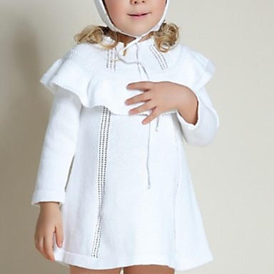 baratos Blusas para Bebês-bebê Para Meninas Básico Sólido Manga Longa Blusa Branco