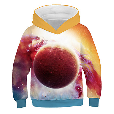 baratos 3D-Infantil Para Meninos Básico Estampado 3D Manga Longa Moleton &amp; Blusa de Frio Arco-íris