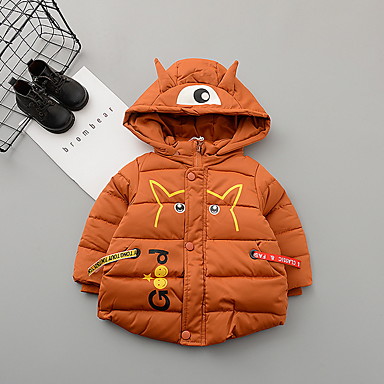 baratos Casacos para Meninos Bebês-bebê Para Meninos Moda de Rua Estampado Capa &amp; Casaco Duvet Marron