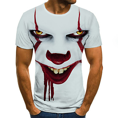 baratos Camiseta de Homen-Homens Tamanhos Grandes Gráfico Estampado Camiseta Moda de Rua Exagerado Diário Para Noite Decote Redondo Branco / Preto / Vermelho / Verão / Manga Curta