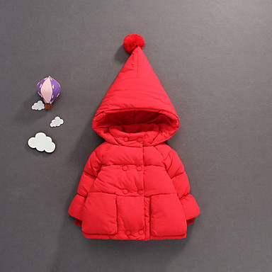 baratos Casacos para Bebês-bebê Para Meninas Moda de Rua Sólido Capa &amp; Casaco Duvet Rosa