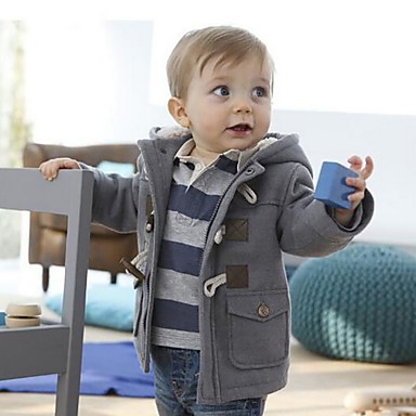 baratos Jaquetas &amp; Casacos para Meninos-Infantil Para Meninos Moda de Rua Sólido Capa &amp; Casaco Duvet Marron