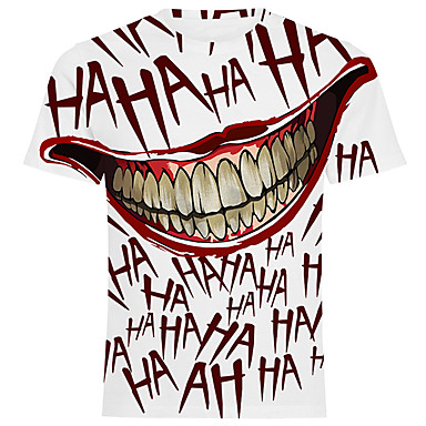 baratos Roupa de Exterior de Homem-Homens Tamanhos Grandes Camiseta Moda de Rua / Exagerado Estampado, Sólido Decote Redondo Vermelho / Manga Curta