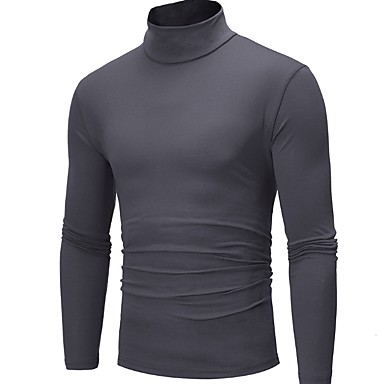 baratos Suéteres &amp; Cardigans Masculinos-Homens Sólido Manga Longa Pulôver Camisola Jumper, Gola Alta Preto / Cinza Claro / Branco US32 / UK32 / EU40 / US34 / UK34 / EU42