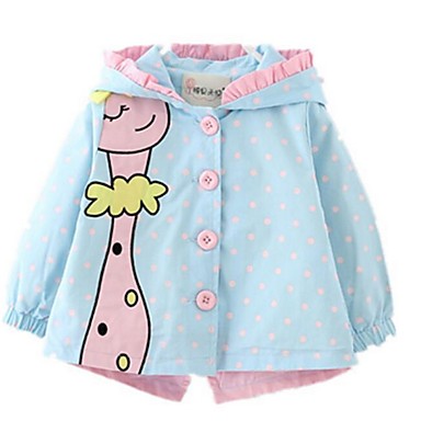 baratos Roupas de Bebê-bebê Para Meninas Básico Poá Casaco Trench Azul Claro