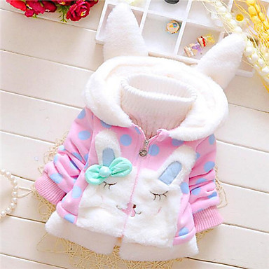 baratos Blusas para Bebês-bebê Para Meninas Básico Branco Azul Rabbit Estampado Manga Longa Blusa Rosa / Bébé