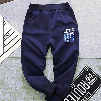 baratos Calças para Meninos Bebês-bebê Para Meninos Básico Estampado Calças Azul Marinha / Bébé