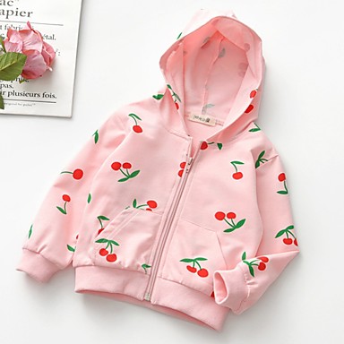 baratos Casacos para Bebês-bebê Para Meninas Básico Fruta Terno &amp; Blazer Rosa