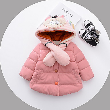 baratos Casacos para Bebês-bebê Para Meninas Moda de Rua Estampado Capa &amp; Casaco Duvet Rosa