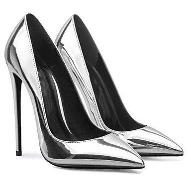 baratos Sapatos de Salto-Mulheres Saltos Salto Agulha Dedo Apontado Couro Envernizado Primavera &amp; Outono Vermelho / Prateado