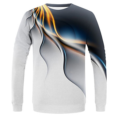 baratos Pré-Liquidação-Homens Abstrato Gráfico Estampado Camiseta Moda de Rua Exagerado Diário Feriado Decote Redondo Branco / Primavera / Outono / Manga Longa