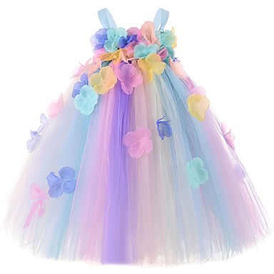 baratos Vestidos para Bebês-bebê Para Meninas Básico Estampa Colorida Sem Manga Vestido Azul