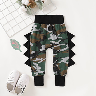 baratos Calças para Meninos Bebês-bebê Para Meninos Activo / Básico Estampado Calças Verde Tropa