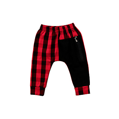baratos Calças para Meninos Bebês-bebê Para Meninos Básico Xadrez Calças Preto