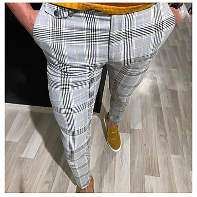 baratos Sapatos &amp; Bolsas-Homens Básico Social Calças - Listrado Amarelo Vermelho Cinzento US36 / UK36 / EU44 US38 / UK38 / EU46 US40 / UK40 / EU48