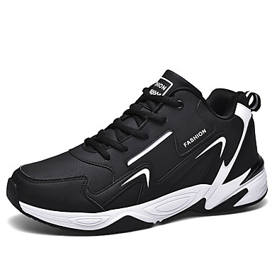 baratos Sapatos Esportivos Masculinos-Homens Sapatos Confortáveis Couro Ecológico Outono Tênis Caminhada Preto / Branco e Preto / Preto / Vermelho