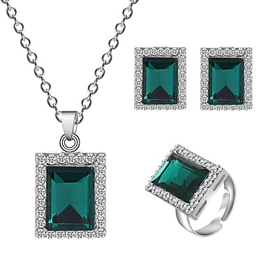 Parure Collier Boucles d/'Oreilles Baroque Bleu Foncé Marine Vert Retro DDZ 1