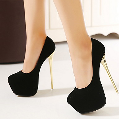 baratos Sapatos de Salto-Mulheres Saltos Salto Agulha Ponta quadrada Camurça Outono &amp; inverno Preto