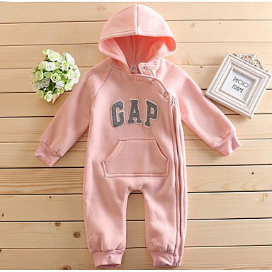 baratos Macacões &amp; Bodies de Bebê-2pçs bebê Para Meninas Básico Vermelho Sólido Estampado Manga Longa Peça Única Preto