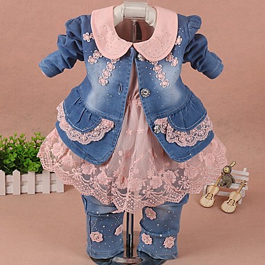 baratos Conjuntos para Bebês-bebê Para Meninas Moda de Rua Estampa Colorida Manga Longa Padrão Conjunto Branco