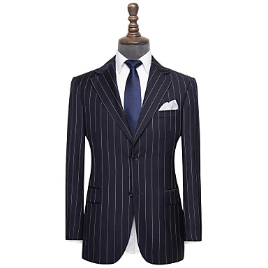 baratos Terno personalizado-terno feito sob encomenda de lã das riscas dos azuis marinhos