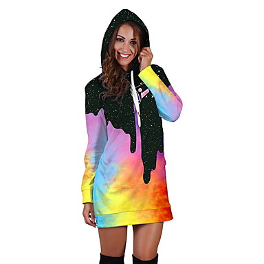 baratos Vestidos Estampados-Mulheres Elegante Reto Vestido Estampa Colorida Mini