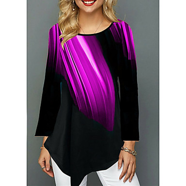 baratos Mais Vendidos-Mulheres Camiseta Estampa Colorida Roxo