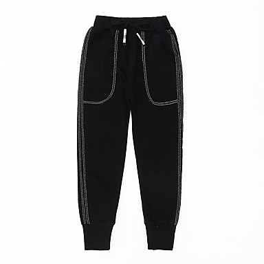 baratos Calças &amp; Leggings para Meninas-Infantil Bébé Para Meninas Básico Moda de Rua Preto Listrado Com Cordão Calças Preto
