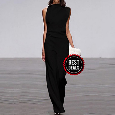 baratos Blusas Femininas-Mulheres Preto Vinho Branco Macacão, Sólido S M L