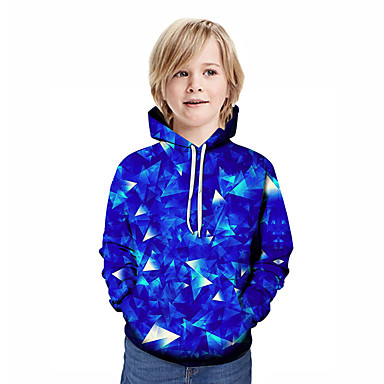 baratos Moletons Para Meninos-Infantil Para Meninos Activo Moda de Rua Geométrica Retalhos Estampado Manga Longa Moleton &amp; Blusa de Frio Arco-íris