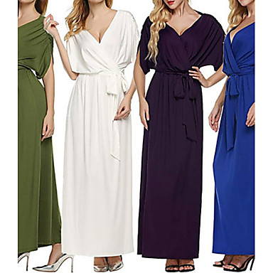 baratos Vestidos Baile Formatura-Mulheres Delgado balanço Vestido - Frufru, Sólido Assimétrico