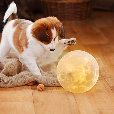 baratos Lâmpadas de LED Inovadoras-Lâmpada da lua led night light 3d globo brilho baterias alimentado em casa decorativo para o bebê criança ano novo presente de natal carrinho de madeira 12 cm 4.7 polegadas