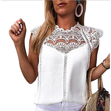 baratos Blusas-Mulheres Blusa Sólido Blusas Decote Redondo Solto Diário Branco Preto US0 / UK4 / EU32 US2 / UK6 / EU34 US4 / UK8 / EU36 US6 / UK10 / EU38 US8 / UK12 / EU40 US10 / UK14 / EU42 US12 / UK16 / EU44 US14