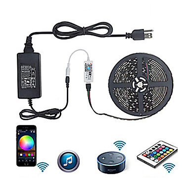 LED Strip Lights Smart Phone Controlled Light Strip Kit 16.4 LE 16.4ft Smart Waterproof Color Changing LED Strip Light