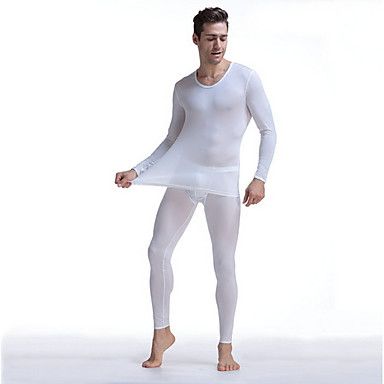baratos Roupa Interior e Meias para Homem-Homens Conjunto Roupa de Noite Verde Tropa Verde Branco M L XL