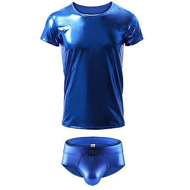 baratos Roupa Interior e Meias para Homem-Homens Decote U Conjunto Pijamas Sólido