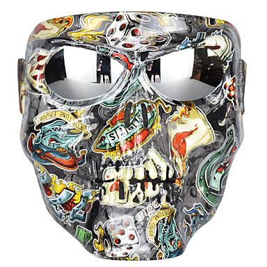 baratos Capacetes para Motos-motocicleta máscara óculos crânio óculos montando óculos à prova de vento máscara de halloween