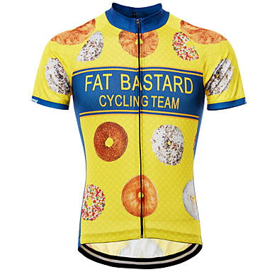 baratos Roupa de Ciclismo-21Grams Inovador Engraçado Homens Manga Curta Camisa para Ciclismo - Amarelo Moto Camisa / Roupas Para Esporte Blusas Respirável Secagem Rápida Tiras Refletoras Esportes Terylene Ciclismo de Montanha