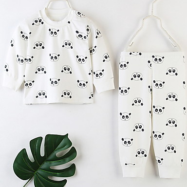 baratos Conjuntos para Bebês-bebê Para Meninas Básico Estampado Manga Longa Longo Padrão Conjunto Roxo