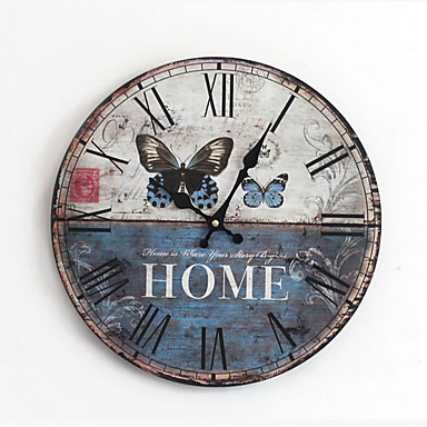 baratos clocks-1 pcs decoração de casa pintado borboleta mdf relógio de parede numerais romanos 35 * 35 cm bateria não incluída