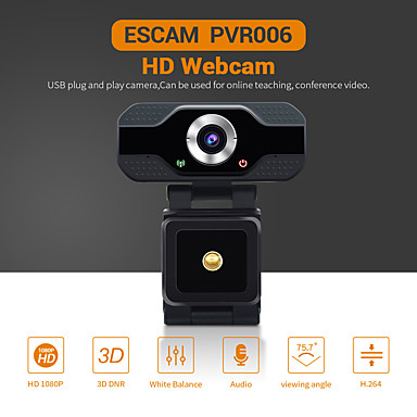 baratos Câmeras IP-escam pvr006 hd 1080p webcam 2 mp usb2.0 câmera web compatibilidade ampla foco automático computador laptop webcams câmera 90 ° grande angular conferência de negócios webcam com microfone de redução d