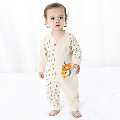 baratos Macacões &amp; Meninos Bodies de Bebê-bebê Para Meninos Básico Estampado Manga Longa Peça Única Amarelo