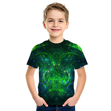 baratos Camisas para Meninos-Infantil Para Meninos Básico 3D Manga Curta Camiseta Arco-íris