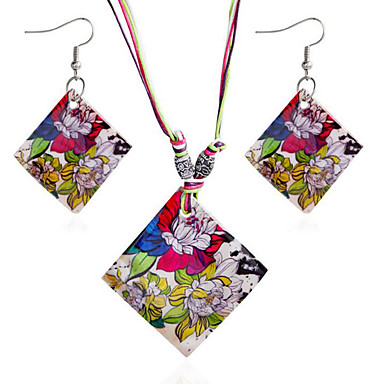 baratos Conjunto de Bijuteria-Mulheres Conjunto de Jóias Clássico Flor Estiloso Brincos Jóias Arco-Íris Para Festa Festival 1conjunto