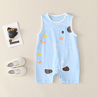 baratos Macacões &amp; Meninos Bodies de Bebê-bebê Para Meninos Básico Estampado Manga Curta Peça Única Azul