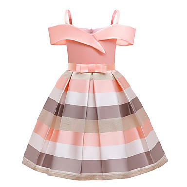 baratos Vestidos para Meninas-Infantil Para Meninas Listrado Vestido Azul