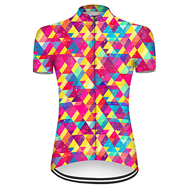 baratos Roupa de Ciclismo-21Grams Mulheres Manga Curta Camisa para Ciclismo Poliéster Vermelho + azul Xadrez / Quadrados Moto Camisa / Roupas Para Esporte Blusas Ciclismo de Montanha Ciclismo de Estrada Respirável Secagem