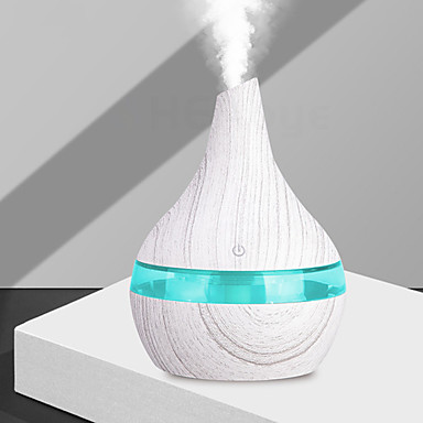 baratos Humidificadores-300 ml usb madeira branca umidificador de ar aromaterapia 7 cores led light aroma elétrico difusor de óleo essencial fabricante de névoa legal